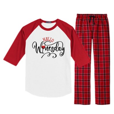 Hello Wednesday Wine Raglan Sleeve Pajama Set