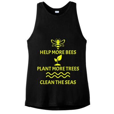 Help Bees Plant Trees Clean The Seas Ladies PosiCharge Tri-Blend Wicking Tank