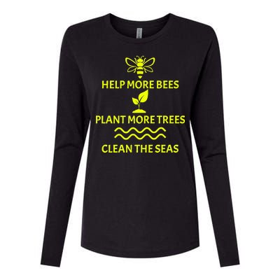 Help Bees Plant Trees Clean The Seas Womens Cotton Relaxed Long Sleeve T-Shirt