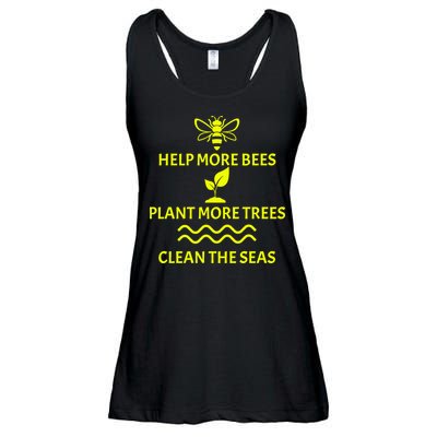 Help Bees Plant Trees Clean The Seas Ladies Essential Flowy Tank