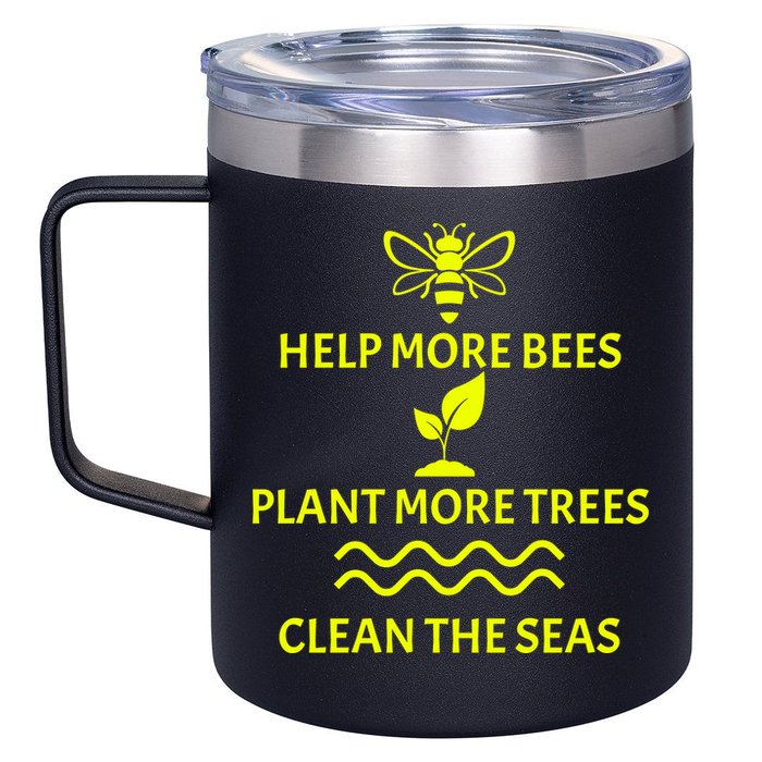 Help Bees Plant Trees Clean The Seas 12oz Stainless Steel Coffee Mug