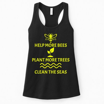 Help Bees Plant Trees Clean The Seas Womens Tank Top