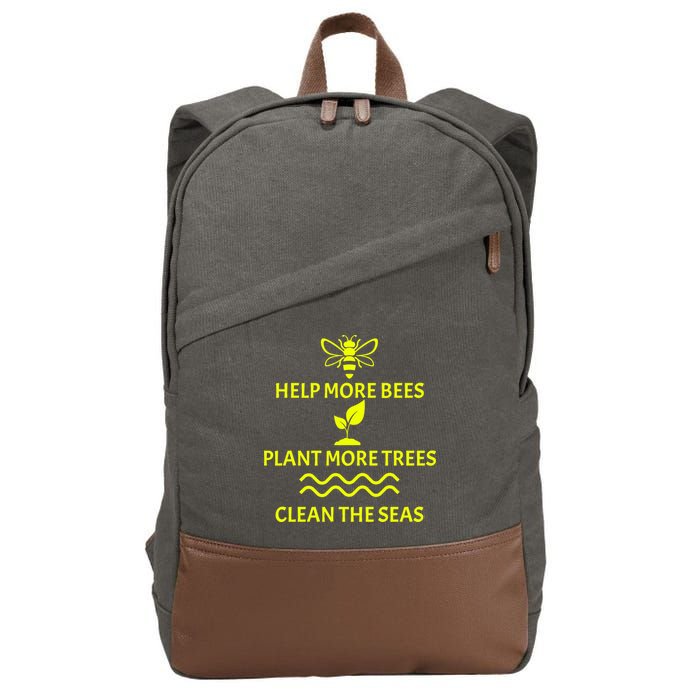 Help Bees Plant Trees Clean The Seas Cotton Canvas Backpack