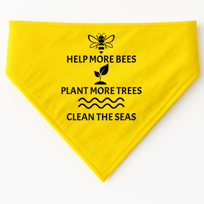 Help Bees Plant Trees Clean The Seas USA-Made Doggie Bandana