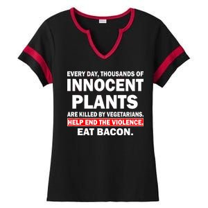 Help End The Violence Eat Bacon  Ladies Halftime Notch Neck Tee