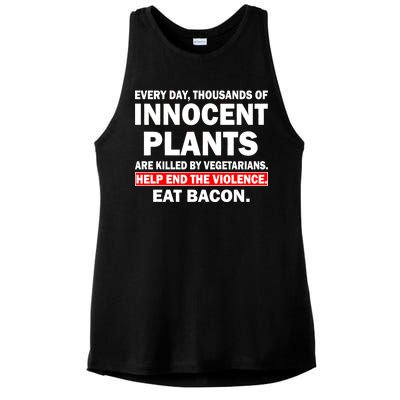 Help End The Violence Eat Bacon  Ladies PosiCharge Tri-Blend Wicking Tank