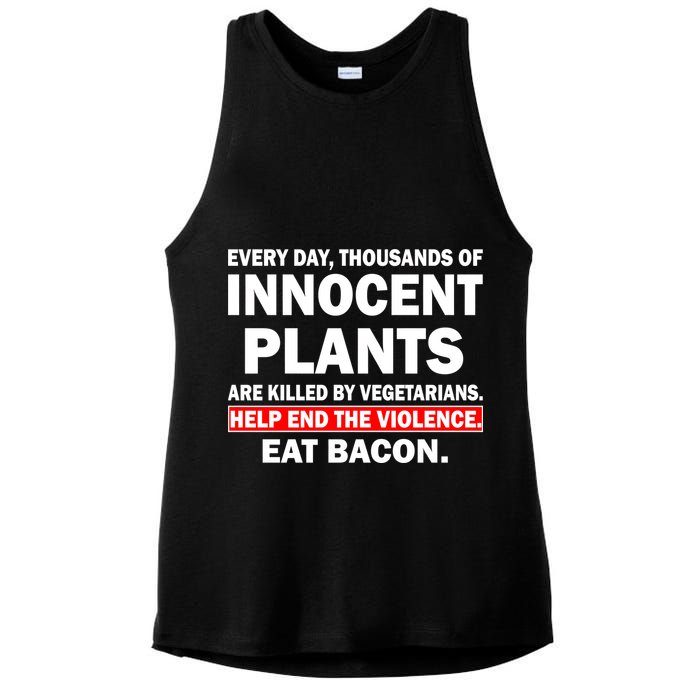 Help End The Violence Eat Bacon  Ladies PosiCharge Tri-Blend Wicking Tank