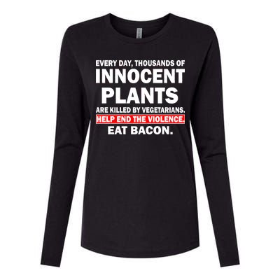 Help End The Violence Eat Bacon  Womens Cotton Relaxed Long Sleeve T-Shirt