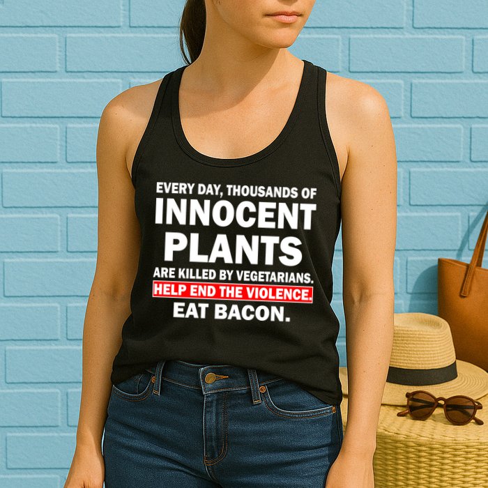 Help End The Violence Eat Bacon  Womens Tank Top