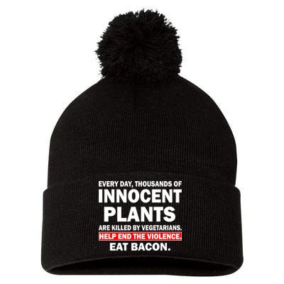 Help End The Violence Eat Bacon  Pom Pom 12in Knit Beanie