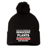 Help End The Violence Eat Bacon  Pom Pom 12in Knit Beanie