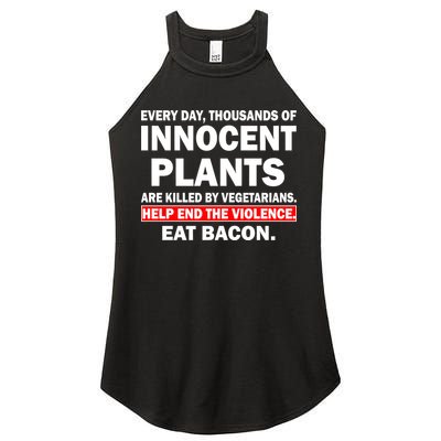 Help End The Violence Eat Bacon  Women's Perfect Tri Rocker Tank
