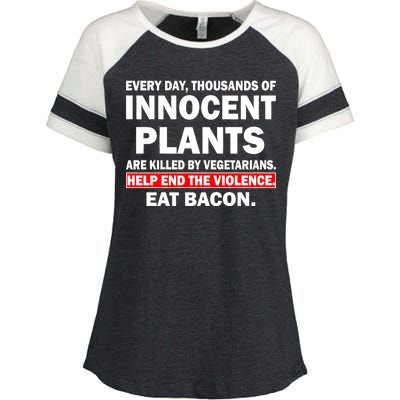 Help End The Violence Eat Bacon  Enza Ladies Jersey Colorblock Tee