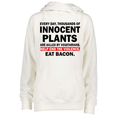 Help End The Violence Eat Bacon  Womens Funnel Neck Pullover Hood