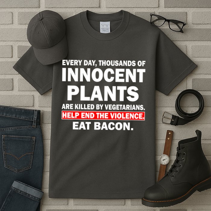 Help End The Violence Eat Bacon  Tall T-Shirt