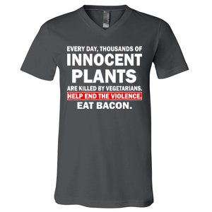 Help End The Violence Eat Bacon  V-Neck T-Shirt