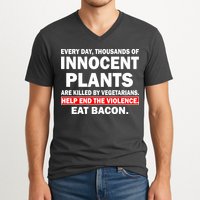 Help End The Violence Eat Bacon  V-Neck T-Shirt