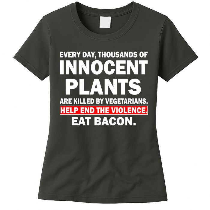 Help End The Violence Eat Bacon  Womens T-Shirt