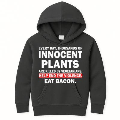 Help End The Violence Eat Bacon  Kids Hoodie