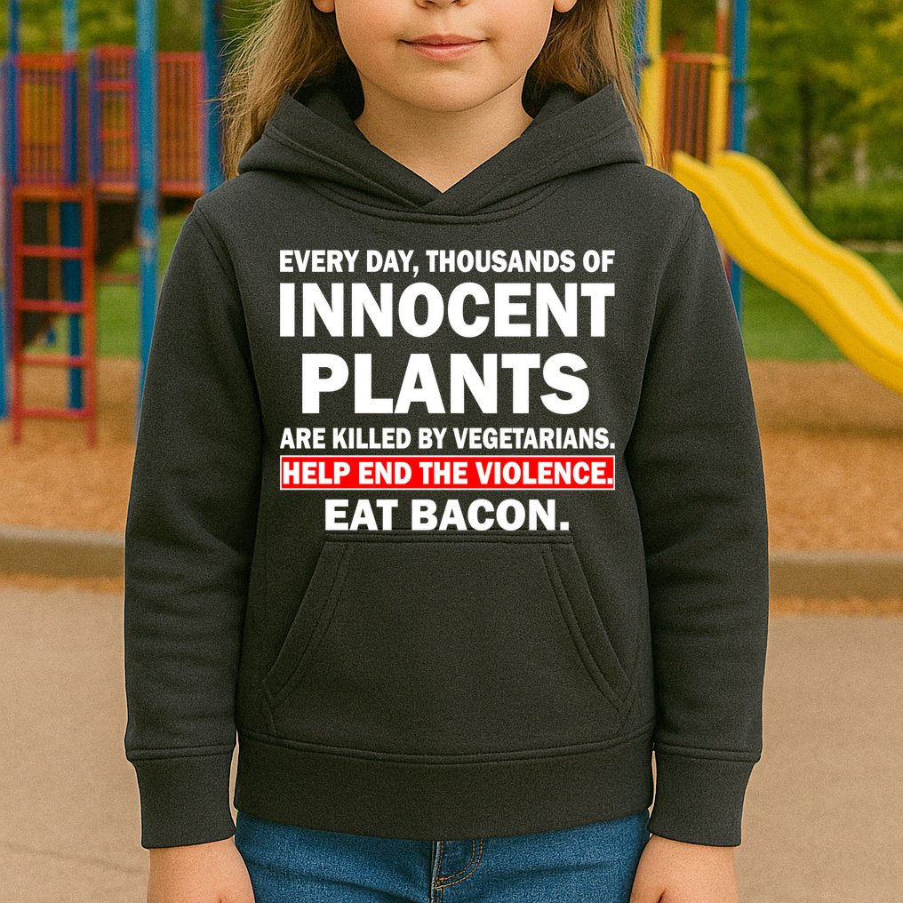 Help End The Violence Eat Bacon  Kids Hoodie
