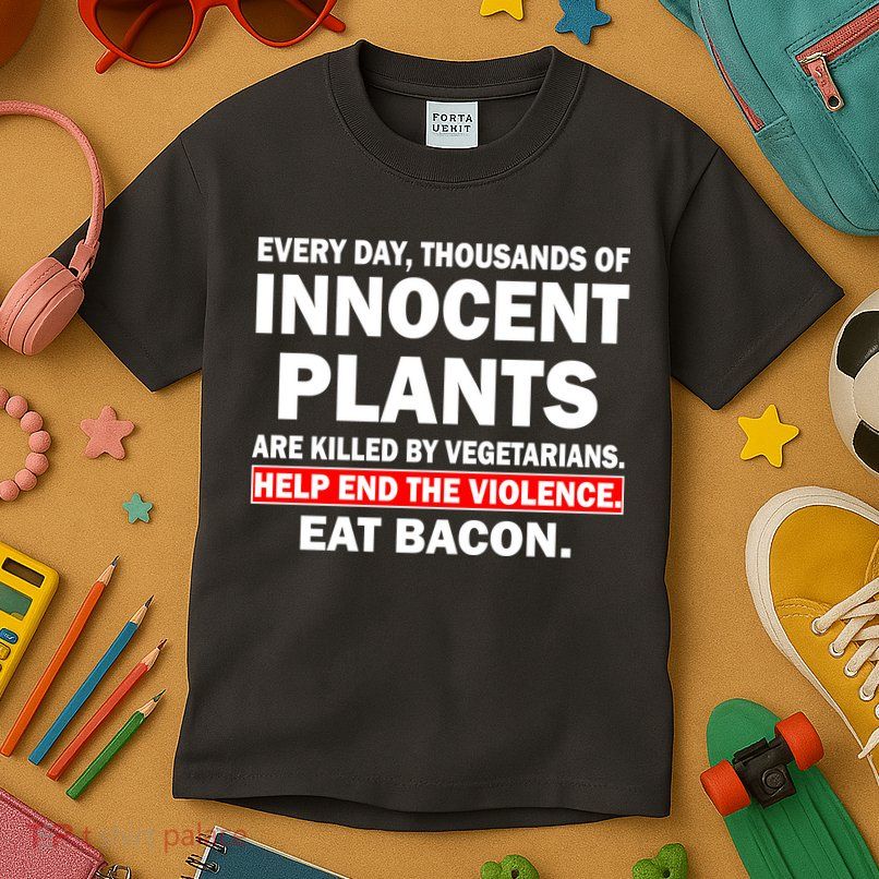 Help End The Violence Eat Bacon  Kids T-Shirt