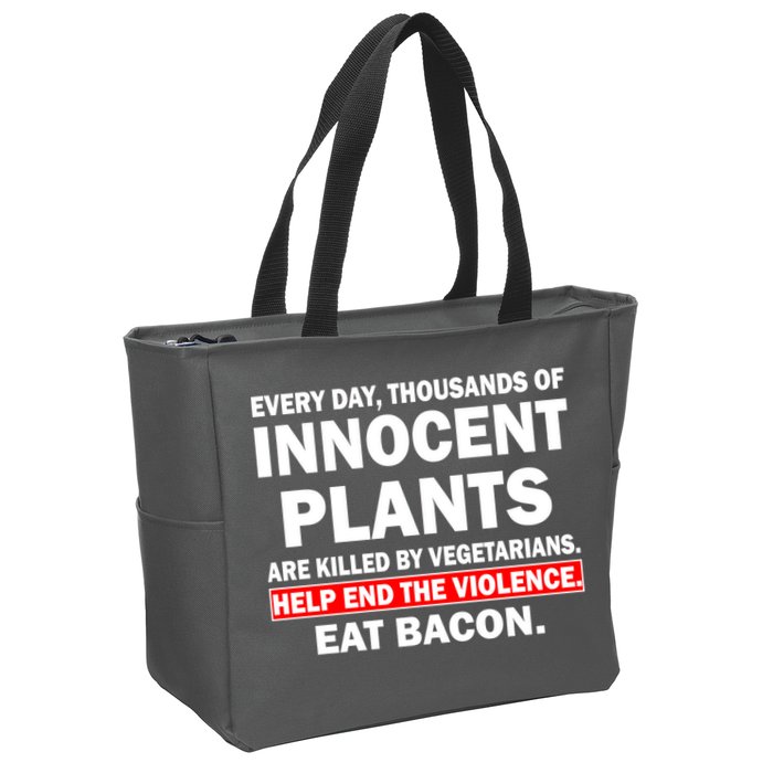 Help End The Violence Eat Bacon  Zip Tote Bag