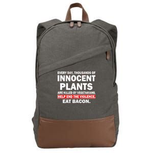 Help End The Violence Eat Bacon  Cotton Canvas Backpack