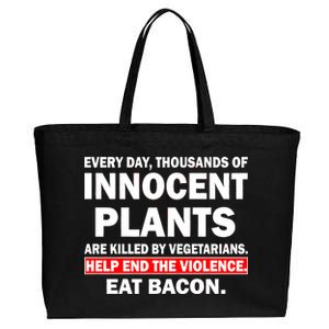 Help End The Violence Eat Bacon  Cotton Canvas Jumbo Tote