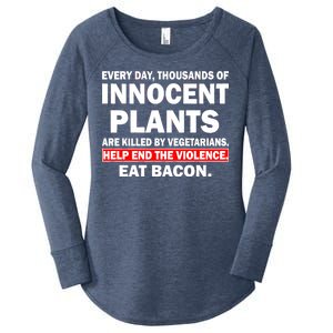 Help End The Violence Eat Bacon  Women's Perfect Tri Tunic Long Sleeve Shirt