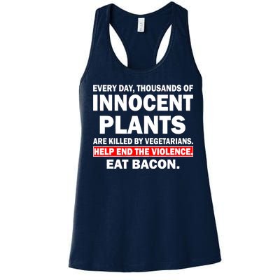 Help End The Violence Eat Bacon  Women's Racerback Tank