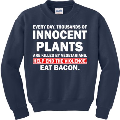 Help End The Violence Eat Bacon  Kids Sweatshirt