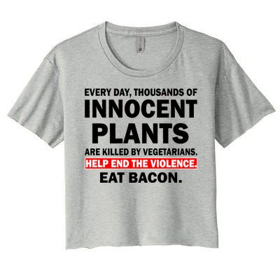 Help End The Violence Eat Bacon  Women's Crop Top Tee