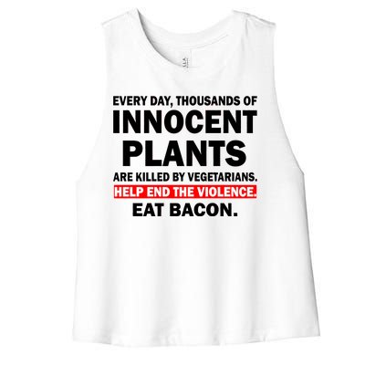 Help End The Violence Eat Bacon  Women's Racerback Cropped Tank