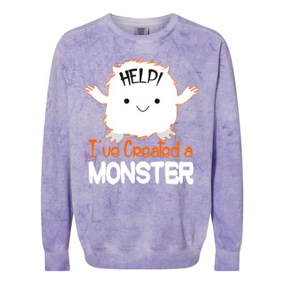 Help I've Created a Monster Funny Halloween Colorblast Crewneck Sweatshirt