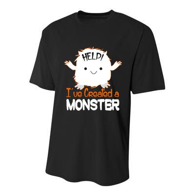 Help I've Created a Monster Funny Halloween Youth Performance Sprint T-Shirt