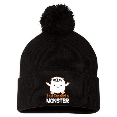 Help I've Created a Monster Funny Halloween Pom Pom 12in Knit Beanie