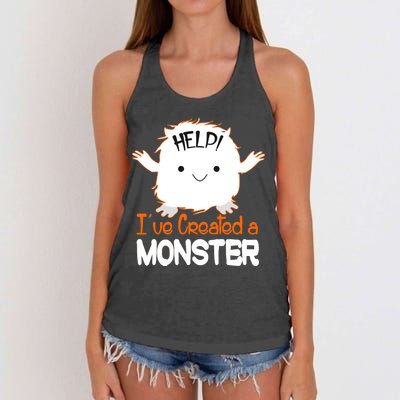 Help I've Created a Monster Funny Halloween Women's Knotted Racerback Tank