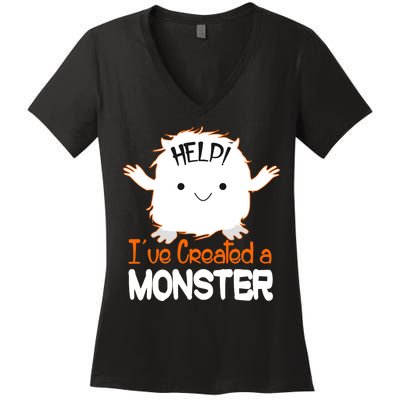 Help I've Created a Monster Funny Halloween Women's V-Neck T-Shirt