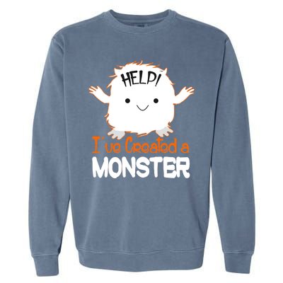 Help I've Created a Monster Funny Halloween Garment-Dyed Sweatshirt