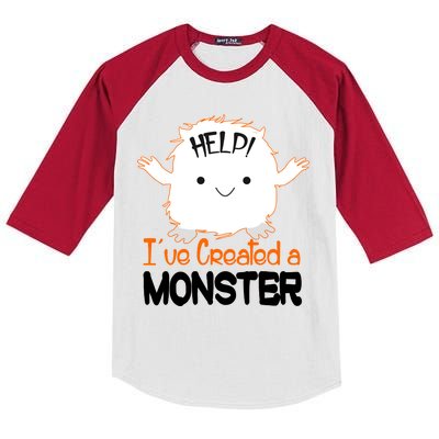 Help I've Created a Monster Funny Halloween Kids Colorblock Raglan Jersey