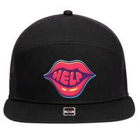 Help Lips 7 Panel Mesh Trucker Snapback Hat