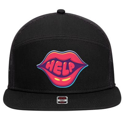 Help Lips 7 Panel Mesh Trucker Snapback Hat