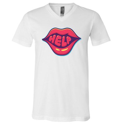 Help Lips V-Neck T-Shirt