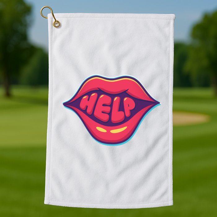 Help Lips Golf Towel