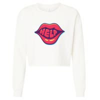 Help Lips Cropped Pullover Crew