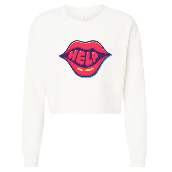 Help Lips Cropped Pullover Crew
