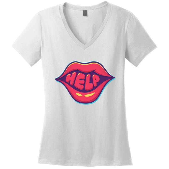 Help Lips Women's V-Neck T-Shirt
