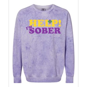 Help Me I'm Sober Mardi Gras Colorblast Crewneck Sweatshirt