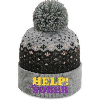 Help Me I'm Sober Mardi Gras The Baniff Cuffed Pom Beanie