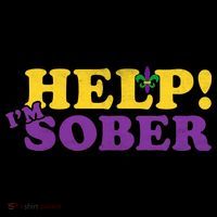 Help Me I'm Sober Mardi Gras Stripe Pom Pom Beanie